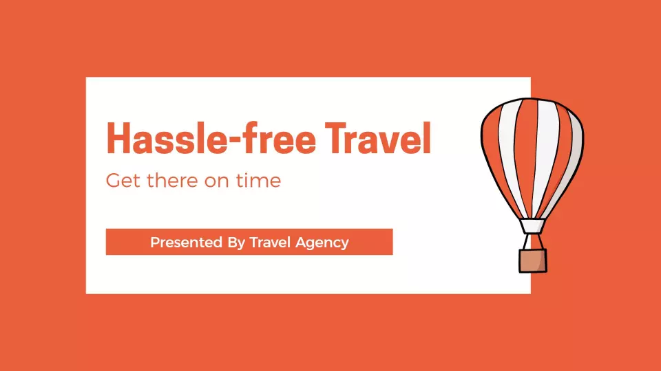 Vibrant Orange Hassle-Free Travel Advertising Presentation Template