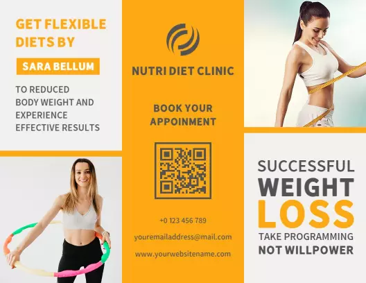 Vibrant Orange Healthy Weight Loss Flexible Diet Brochure Template