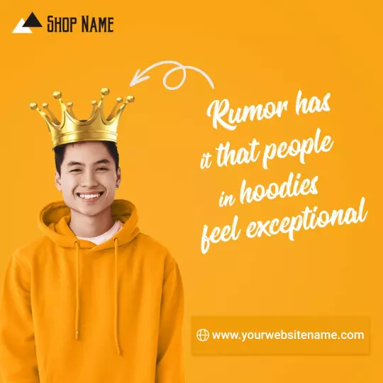 Vibrant Orange Hoodie Trend with Playful Crown Design Ad Template