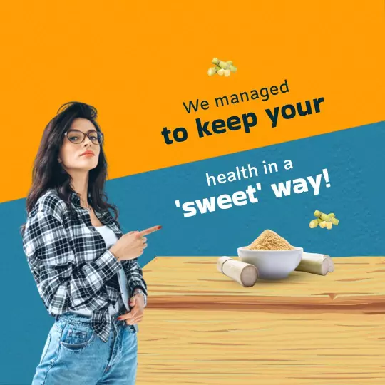 Vibrant Orange Jaggery Health Benefits Promotion Ad Template