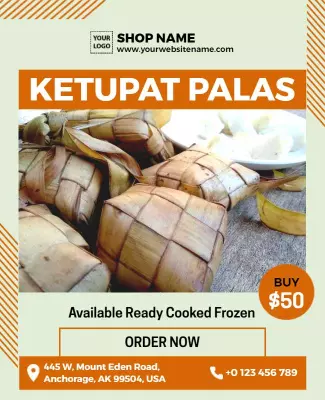 Vibrant Orange Ketupat Palas Ready Cooked Frozen Poster Template