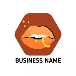 Vibrant Orange Lips with Piercings Showcasing Unique Style Logo Template