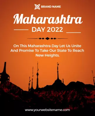 Vibrant Orange Maharashtra Day Celebration Poster Template