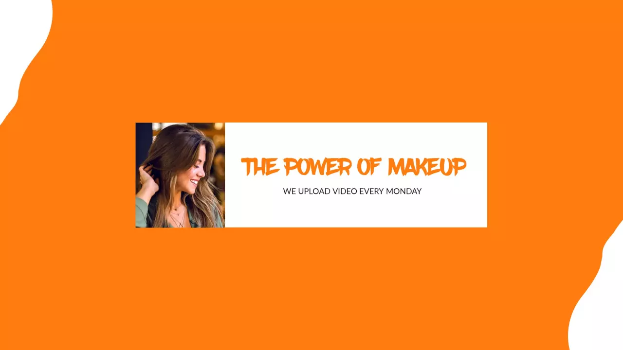Vibrant Orange Makeup Channel Featuring New Weekly Videos Banner Template