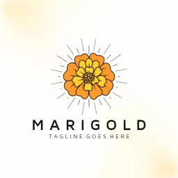 Vibrant Orange Marigold Flower Symbolizing Nature's Beauty Logo Template