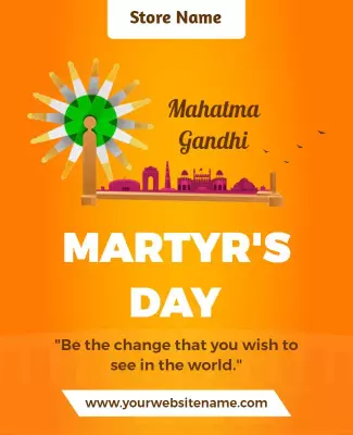 Vibrant Orange Martyr's Day Tribute Poster Template