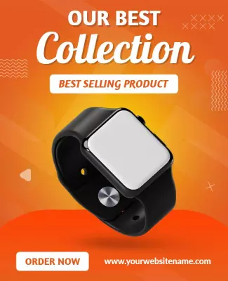 Vibrant Orange Modern Smartwatch Collection Poster Template