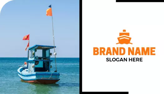 Vibrant Orange Nautical Boat Business Card Template