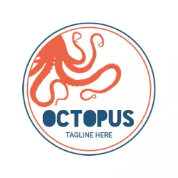 Vibrant Orange Octopus Design Celebrating Marine Life Logo Template