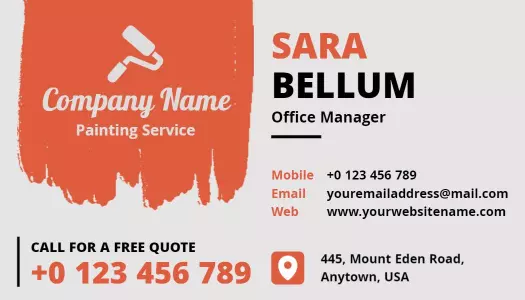 Vibrant Orange Painter Services Business Card Template