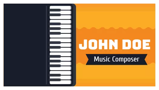 Vibrant Orange Piano Keys Music Composer Business Card Template