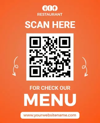 Vibrant Orange QR Code Digital Restaurant Menu Poster Template