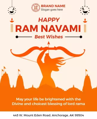 Vibrant Orange Ram Navami Festival Celebration Poster Template