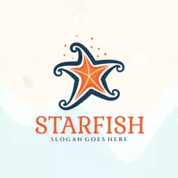 Vibrant Orange Starfish Design Reflecting Ocean Life Logo Template
