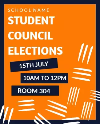 Vibrant Orange Student Council Elections Announcement Poster Template