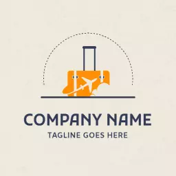 Vibrant Orange Suitcase Represents Exciting Travelling Logo Template