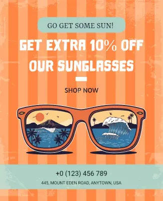 Vibrant Orange Sunglasses Summer Sale Poster Template