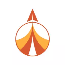 Vibrant Orange Tent Icon Signifying Exciting Travelling Adventures Logo Template