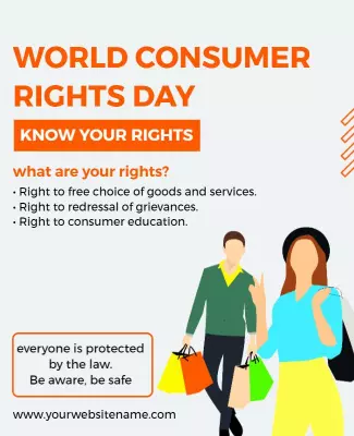 Vibrant Orange World Consumer Rights Day Awareness Poster Template