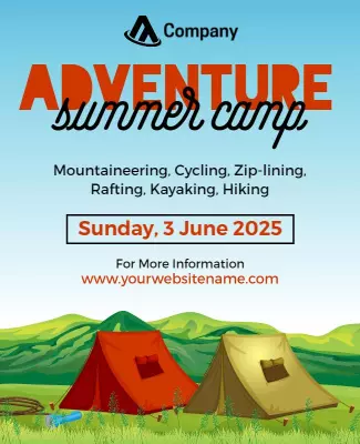Vibrant Outdoor Adventure Summer Camp Poster Template