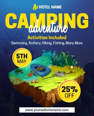 Vibrant Outdoor Camping Adventure Promotional Poster Template