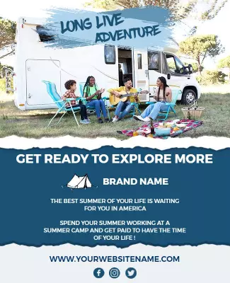 Vibrant Outdoor Summer Adventure Camp Recruitment Poster Template