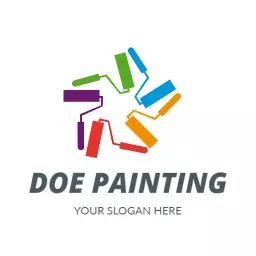 Vibrant Paint Rollers Creating Colorful Designs for Painting Logo Template