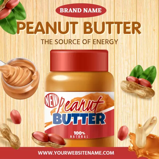 Vibrant Peanut Butter with Natural Ingredients Ad Template