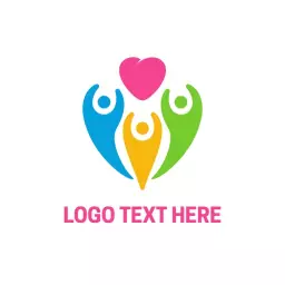 Vibrant People and Love Icon Promoting NGO Services Logo Template