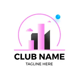 Vibrant Pink and Black Skyline Illustration for Nightclub Logo Template