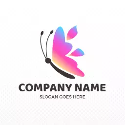 Vibrant Pink and Blue Butterfly Symbolizing Transformation Logo Template