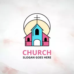 Vibrant Pink and Blue Church Design for Worship Community Logo Template