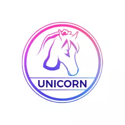 Vibrant Pink and Blue Circle Design Featuring Unicorn Logo Template