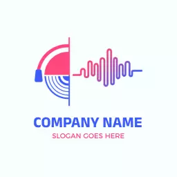 Vibrant Pink and Blue DJ Sound Wave Design Logo Template