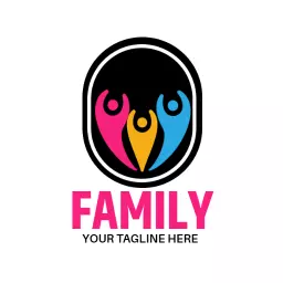 Vibrant Pink and Blue Family Connection Representation Logo Template