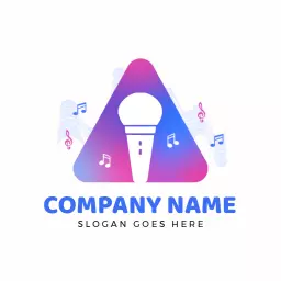Vibrant Pink and Blue Microphone Design Celebrating Music Logo Template