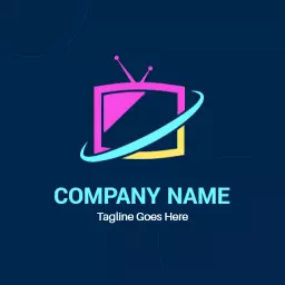 Vibrant Pink and Blue Television Design for IPTV Service Logo Template