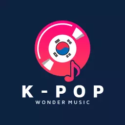 Vibrant Pink and Blue Vinyl Record for K-pop Music Logo Template