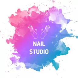 Vibrant Pink and Blue Watercolor Design for Nail Studio Logo Template