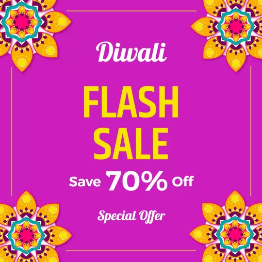 Vibrant Pink and Colorful Diwali Flash Sale Special Offer Ad Template