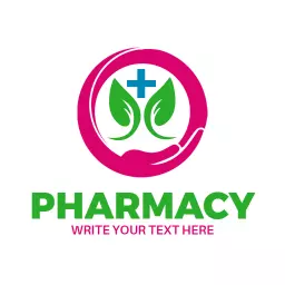 Vibrant Pink and Green Pharmacy Promoting Wellness Logo Template