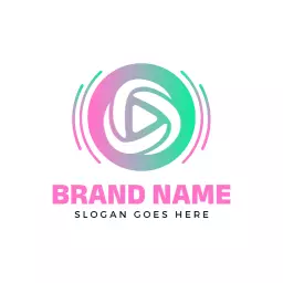 Vibrant Pink and Green Play Symbol Representing Music Logo Template