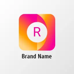 Vibrant Pink and Orange Color Block Square Logo Template