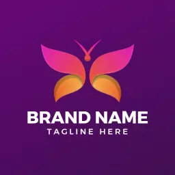 Vibrant Pink and Orange Gradient Butterfly Design Logo Template
