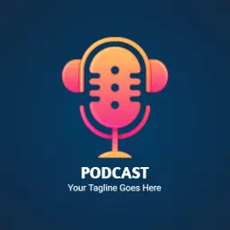 Vibrant Pink and Orange Microphone Design for Podcast Logo Template