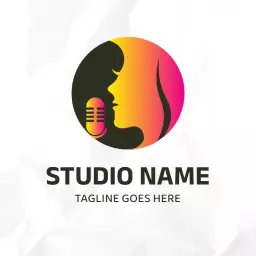 Vibrant Pink and Orange Music Studio Emphasizing Vocal Talent Logo Template