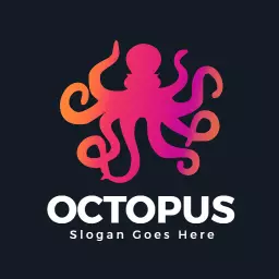 Vibrant Pink and Orange Octopus Design for Marine Conservation Logo Template