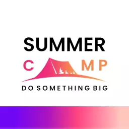 Vibrant Pink and Orange Tent Design for Summer Camp Logo Template