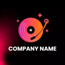 Vibrant Pink and Orange Vinyl Record Design for Music Logo Template
