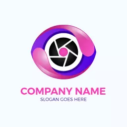 Vibrant Pink and Purple 3D Eye Logo for Creative Vision Template